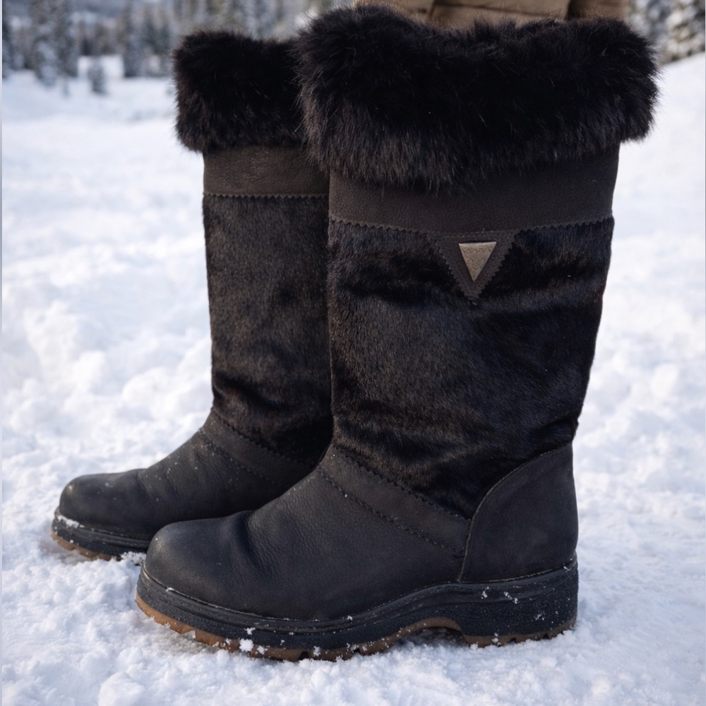 Vintage Kaufman Sorel Genuine Furr Snow Boots Made in Canada EUC Size 9